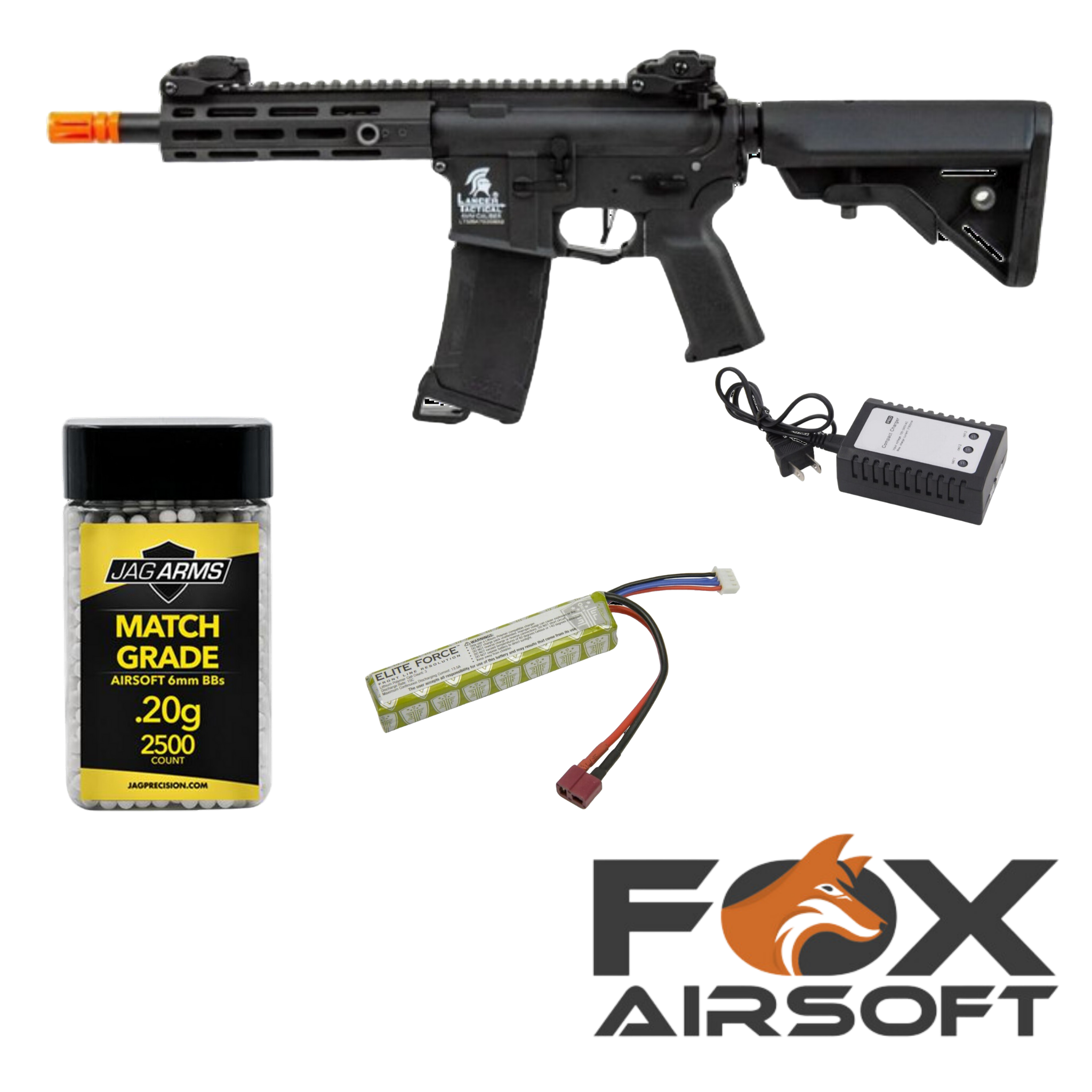 Lancer Tactical M4 MLOK 7" CQB Gen 3 Starter Kit Fox Airsoft