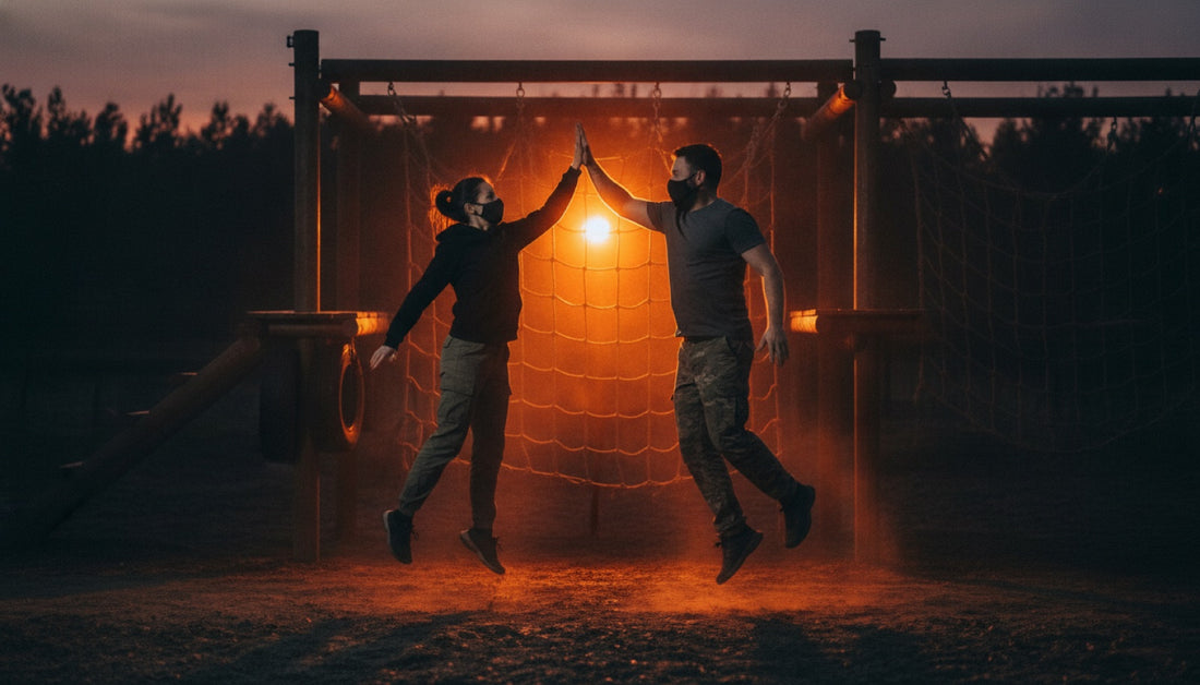Coworkers celebrating during a Denver team building activity