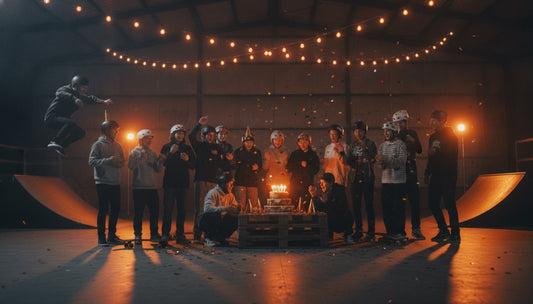 Teens celebrating a birthday party at an action sports venue near Denver