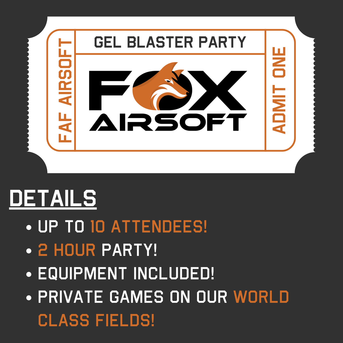 Gel Blaster Party Ticket - FAF Airsoft Field