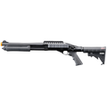 Golden Eagle M8873 3/6-Shot Pump Action Gas Airsoft Shotgun w/ Optic Rail & M4 Crane Stock - (Black)