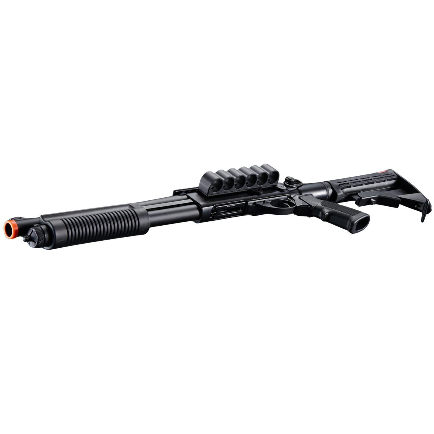 Golden Eagle M8873 3/6-Shot Pump Action CO2 Airsoft Shotgun w/ Optic Rail & M4 Crane Stock