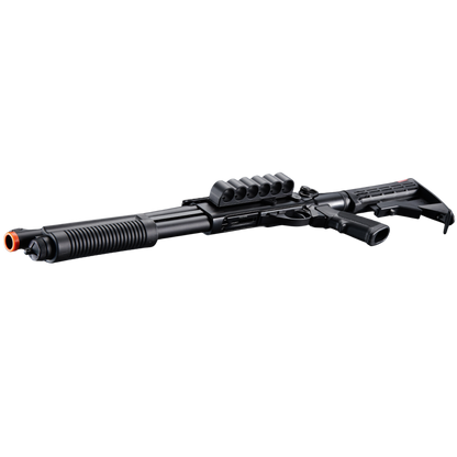 Golden Eagle M8873 3/6-Shot Pump Action CO2 Airsoft Shotgun w/ Optic Rail & M4 Crane Stock