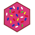Hexagon PVC Patch "Donut Emoji"