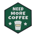 Hexagon PVC Patch "Need More Coffee"