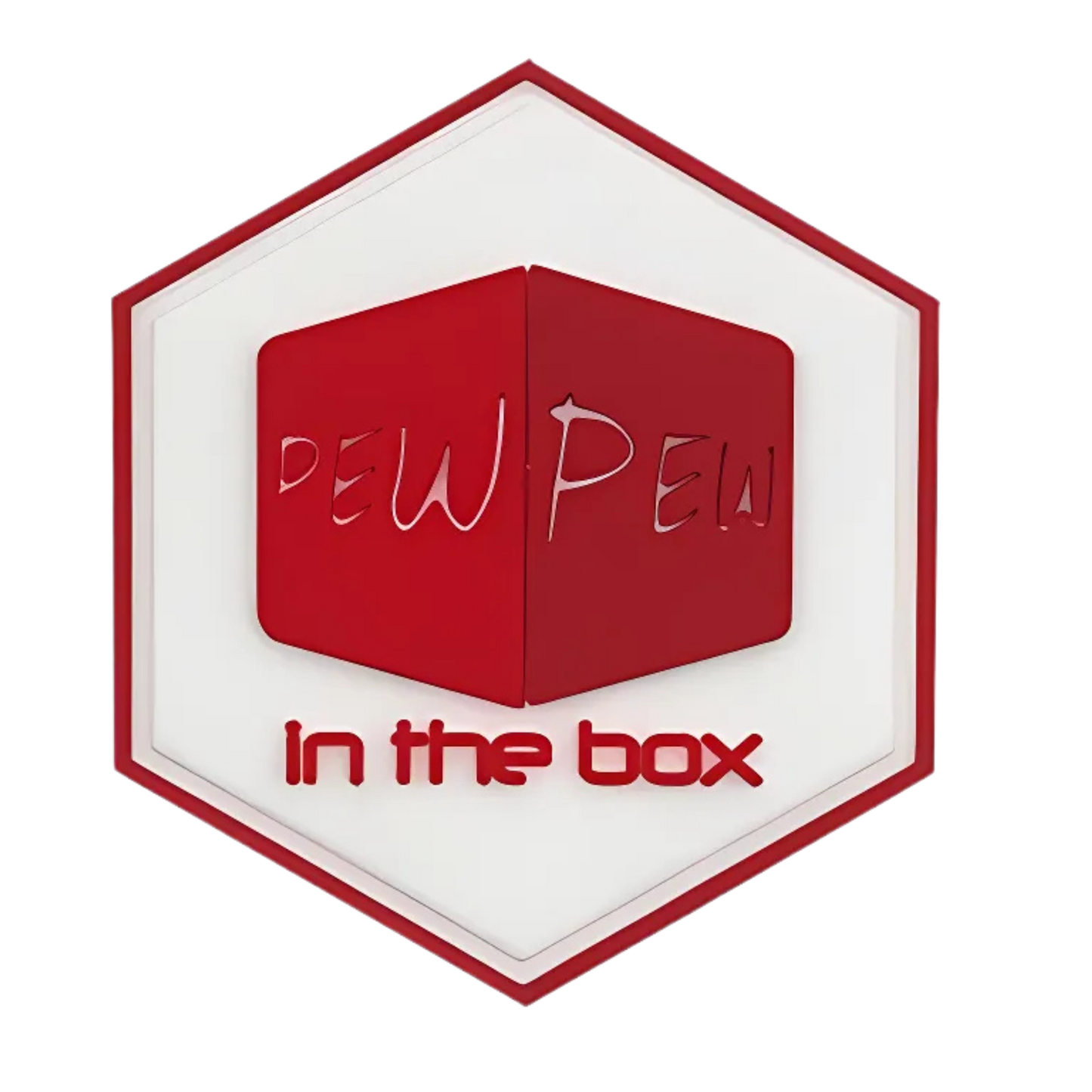 Hexagon PVC Patch "Pew Pew in the box"