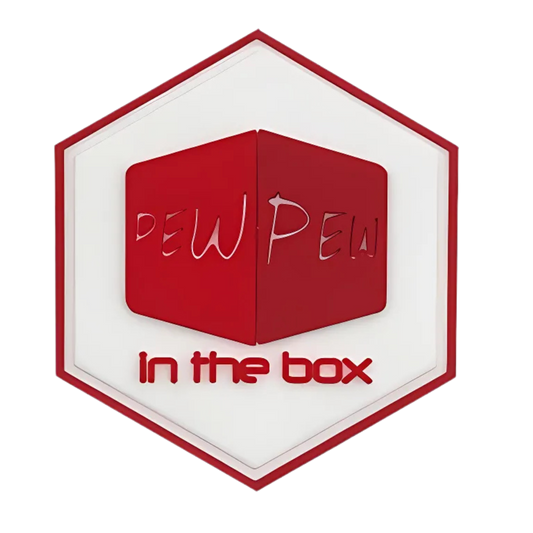 Hexagon PVC Patch "Pew Pew in the box"