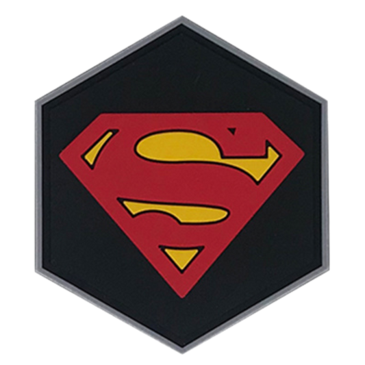 Hexagon PVC Patch Super Man Logo