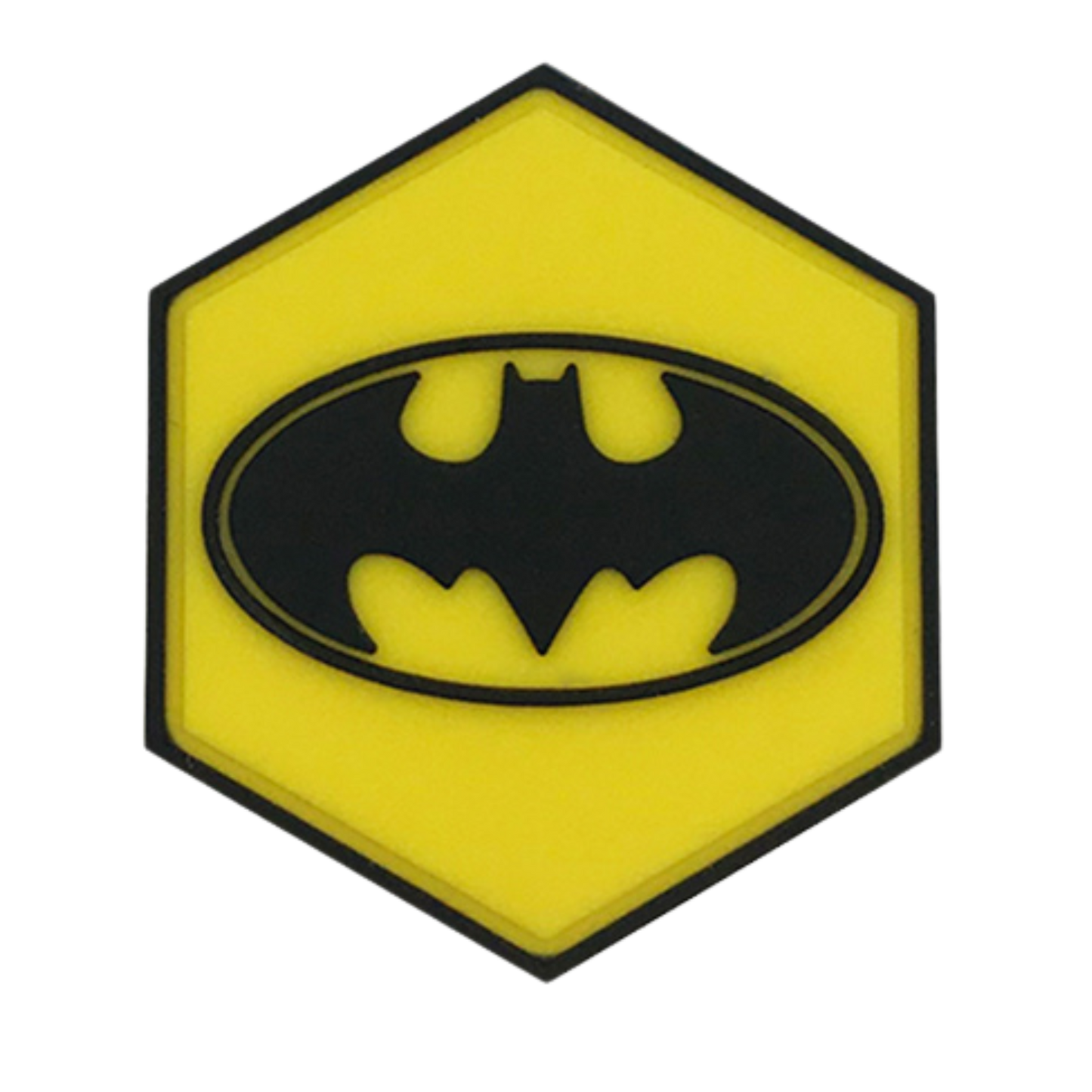 Hexagon PVC Patch Yellow Batman Logo