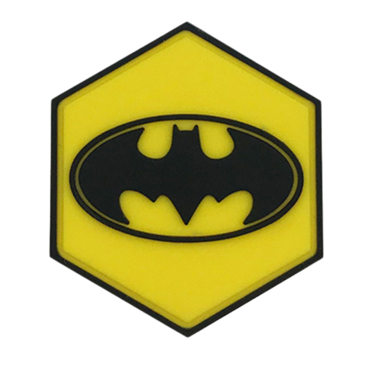 Hexagon PVC Patch Yellow Batman Logo