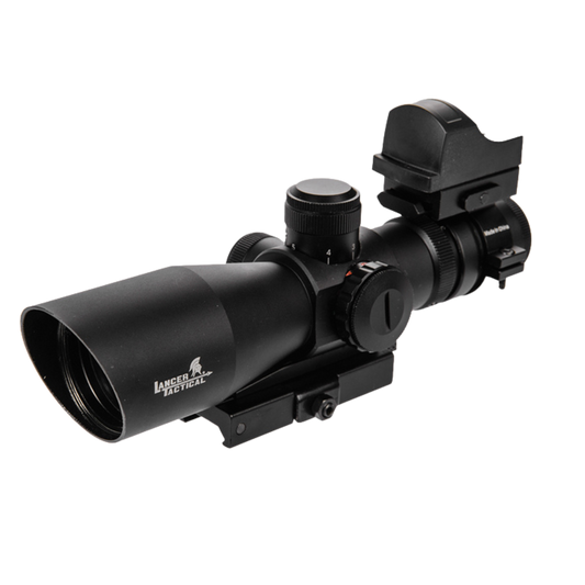 Lancer Tactical 3-9X42 RED & GREEN ILLUMINATED LONG RANGE SCOPE W/ BACKUP RED DOT SIGHT