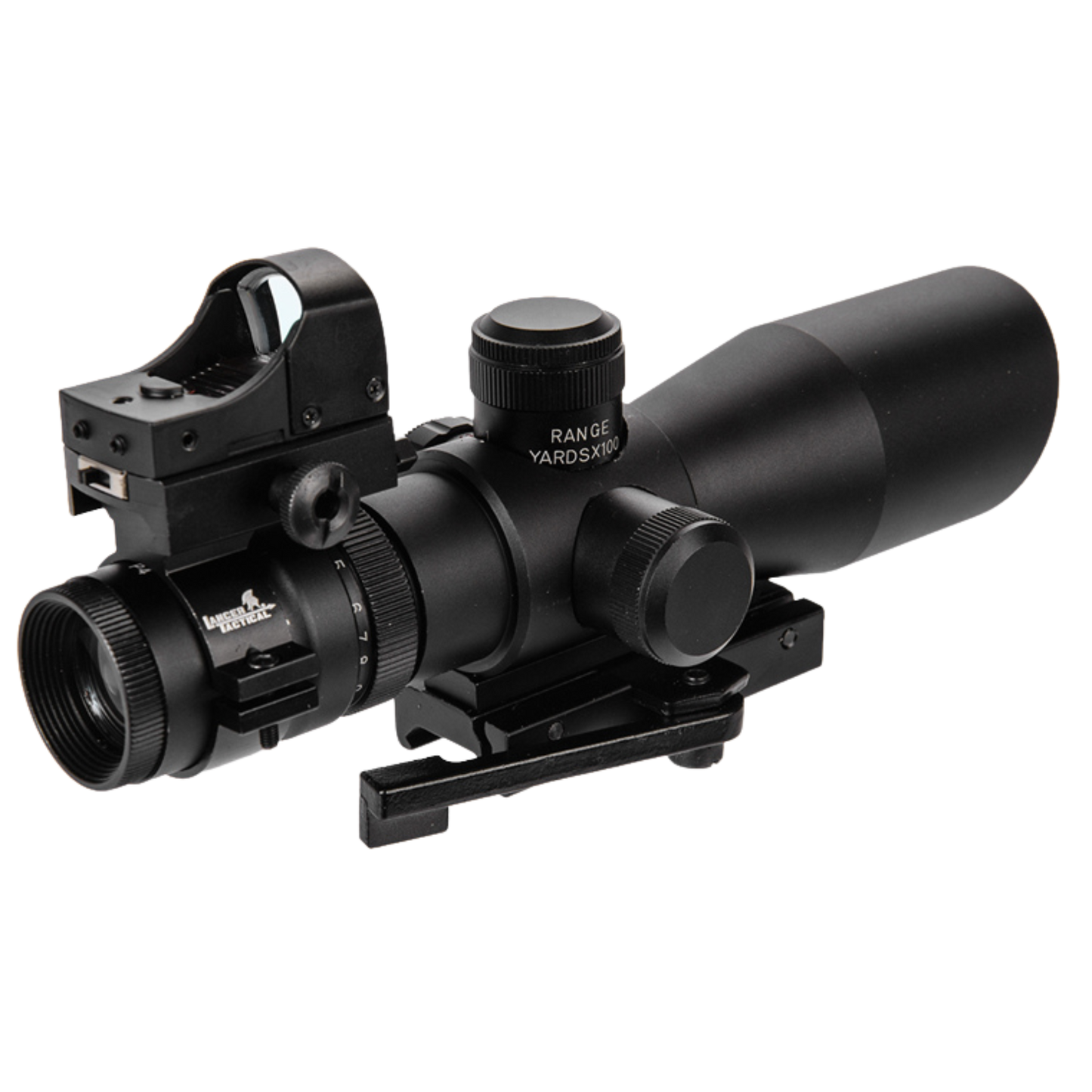 Lancer Tactical 3-9X42 RED & GREEN ILLUMINATED LONG RANGE SCOPE W/ BACKUP RED DOT SIGHT