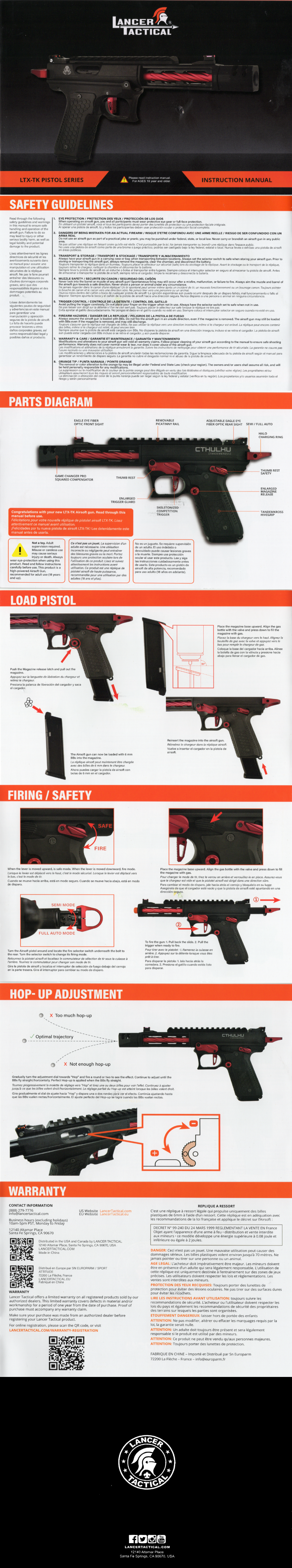 Lancer Tactical Tandemkross CTHULHU Gas Blow Back Pistol