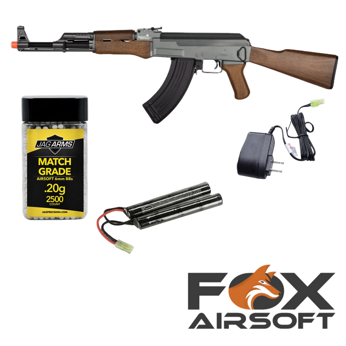 Lancer Tactical Faux Wood AK-47 Starter Kit – Fox Airsoft