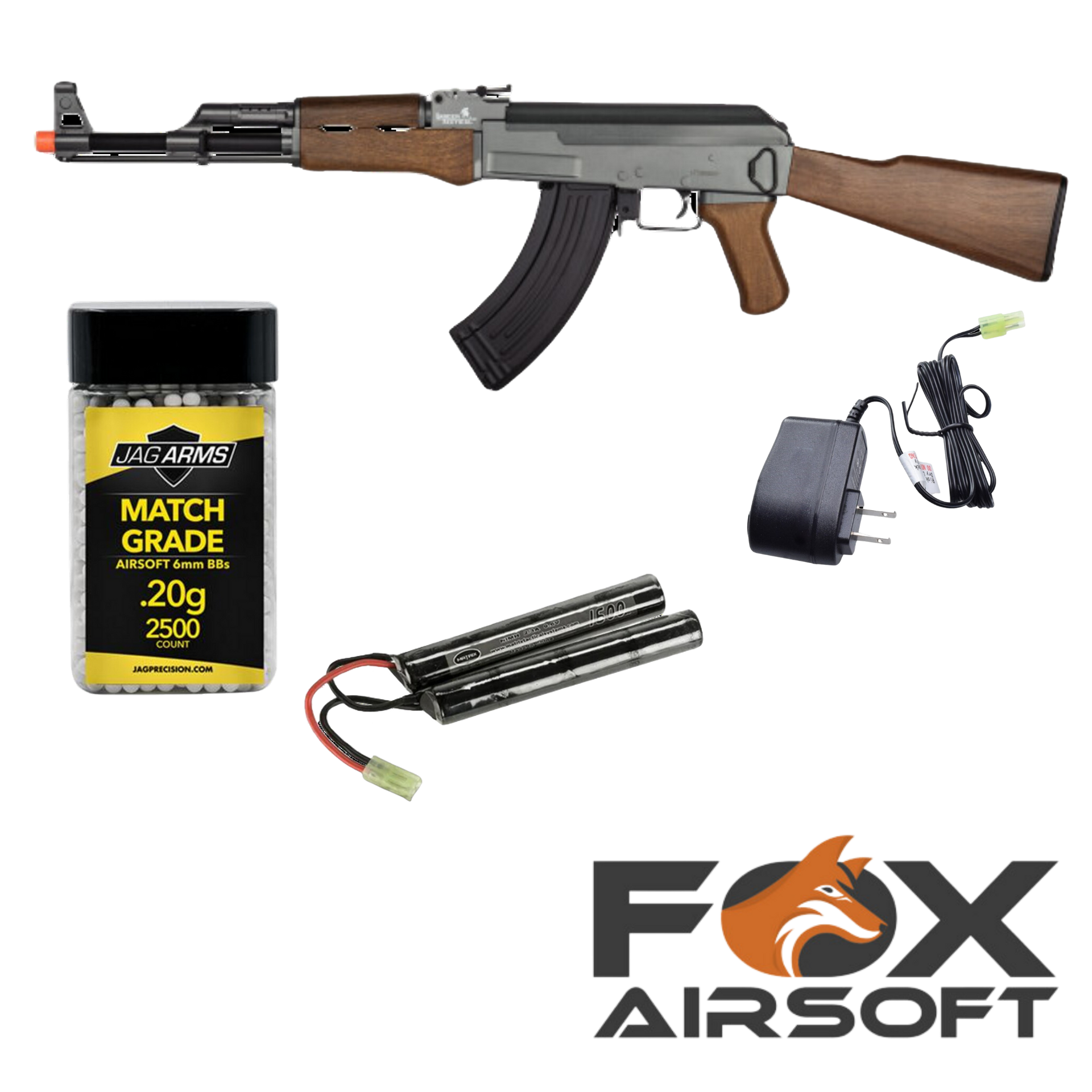AK47セット Lancer Tactical Faux Wood AK-47 Starter Kit – Fox Airsoft