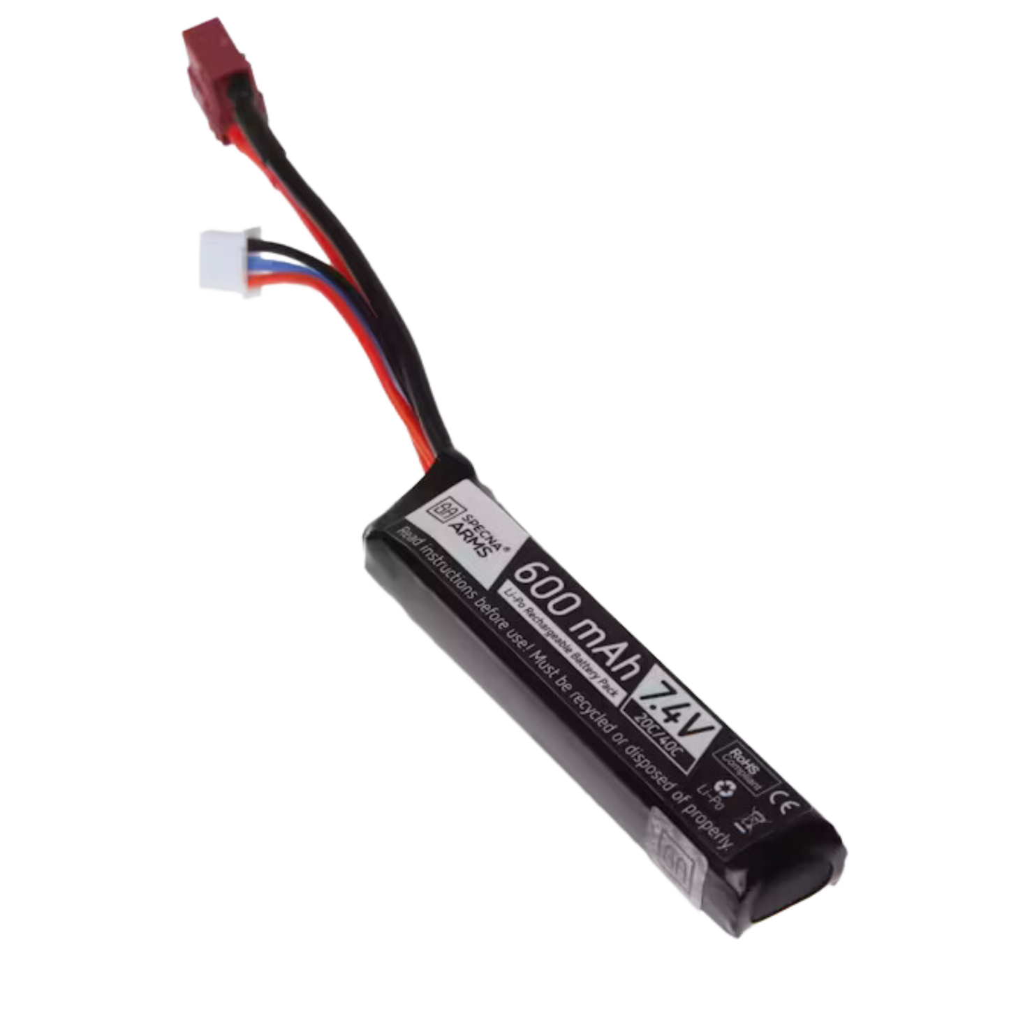 Specna Arms LiPo 7.4V 600mAh 20/40C Battery for PDW (Deans)